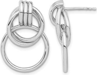 Diamond2Deal Sterling Silver Polished Circle Drop Dangle Earrings