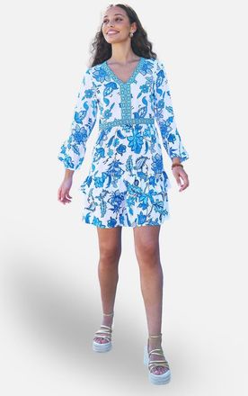 Yumi Floral Beach Tunic Dress in Blue at Nordstrom, Size 10