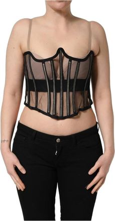 Dolce & Gabbana Corset Top - Dames - Tops zonder mouwen - Zwart - S - Polyester - Tops