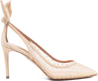 Aquazzura 85 mm Bow Tie Net pumps - Beige
