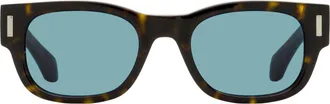 Ferragamo SF2064SE Acetate Rectangle with Rivets Sunglasses - Brown