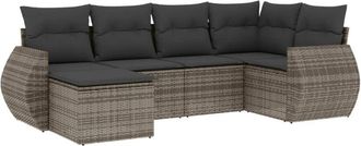 vidaXL Vidaxl - Set De Muebles De Jard&iacute;n 6 Pzas Y Cojines Rat&aacute;n Sint&eacute;tico Gris