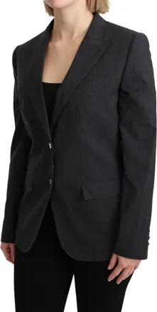 Dolce & Gabbana Womens Gray Single Breasted Blazer Cotton Jacket Clothing