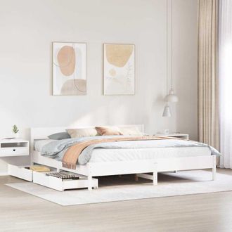 vidaXL Vidaxl - Cama Sin Colch&oacute;n Madera Maciza De Pino Blanca 180x200 Cm