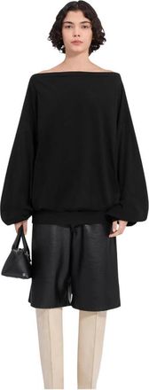 Maison Margiela Asymmetrische Top met Lange Mouwen - Dames - Shirts - Zwart - XS - Katoen - Tops