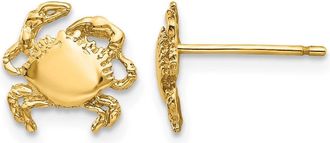 Diamond2Deal 10k Yellow Gold Crab Shape Stud Earrings L 9mm, W 10mm
