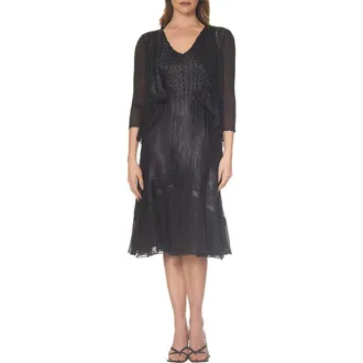 Komarov Charmeuse & Chiffon Cocktail Dress with Jacket in Black at Nordstrom Rack, Size Medium
