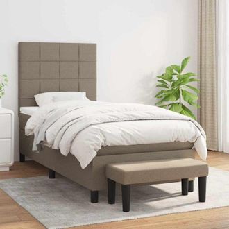 vidaXL Vidaxl - Cama Box Spring Con Colch&oacute;n Tela Gris Taupe 90x190 Cm