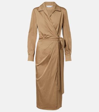 Max Mara Beta cotton-blend satin wrap dress