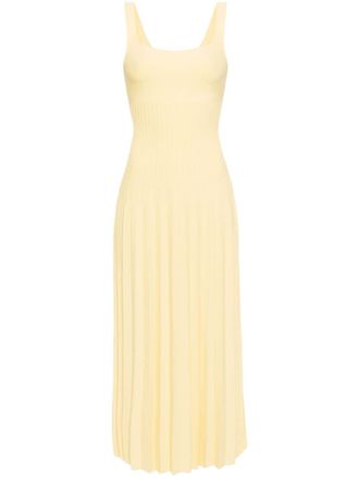 Staud Ellison pleated midi dress - women - Viscose/Nylon/Elastane - M - Yellow