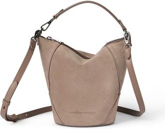 Brunello Cucinelli BC Duo bucket bag in suede in Light Brown at Nordstrom
