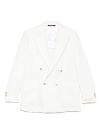 BRIGLIA 1949 double-breasted blazer - women - Cotton/Linen/Flax - 38 - White