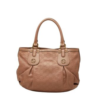 Gucci Pink Leather Handbag Tote Bag (Pre-Owned)