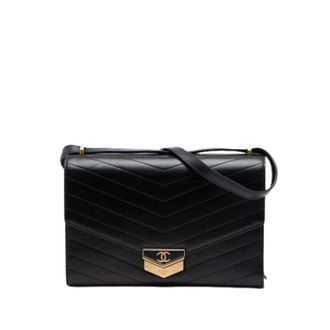 Chanel Pre-owned Vintage Flap Bag - Dames - Vintage Schoudertas - Zwart - ONE Size - Leer - Vintage