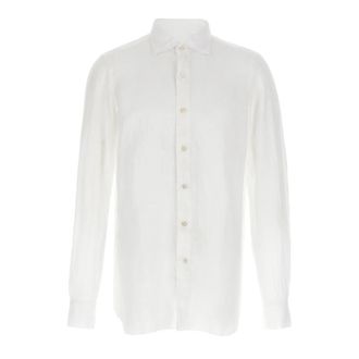 Finamore Gaeta Shirt - Heren - Zakelijke Overhemden - Wit - 3XL - Linnen - Overhemden
