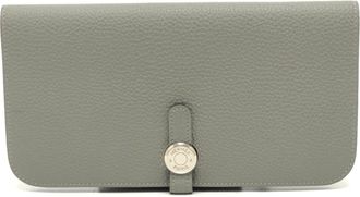 Herm&egrave;s Dogon Gray Togo Leather Long Wallet (Bi-Fold) (Pre-Owned)