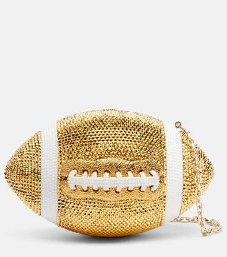 Judith Leiber Football crystal-embellished clutch