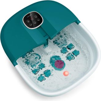 Costway Masajeador Plegable Para Pies Con Calentamiento/cubeta Pediluvio Con Mando, Masaje Con Burbujas, Masaje Con Rodillo, Caja, Piedra P&oacute;mez Y 3 Temperatur