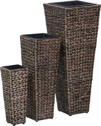 vidaXL Conjunto de arriates 3 piezas jacinto de agua marrón oscuro vidaXL