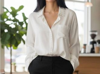 Vince Camuto Long Sleeve Button Down Shirt In White