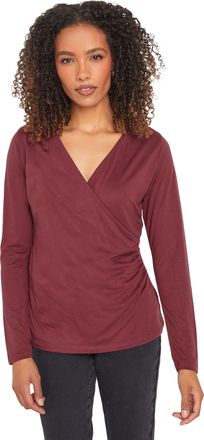 M&Co Womens Berry Premium Long Sleeve Wrap Top - Womens Red