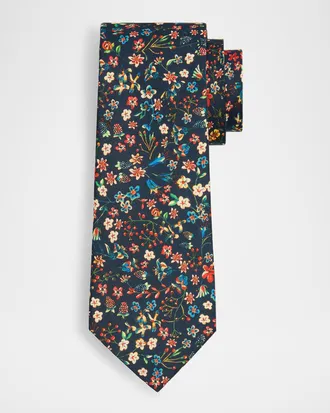 Paul Smith Men & apos;s Allover Floral Organic Cotton Tie