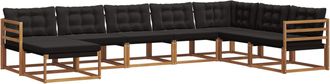 vidaXL Conjunto De Sof&aacute;s De Exterior 8 Uds. Natural Y Negro Vidaxl