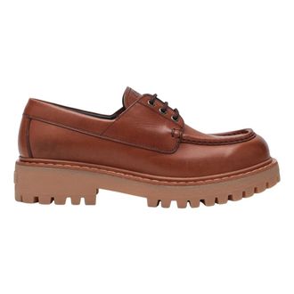 Prada Platte schoenen Brandy Lage Veters - Heren - Veterschoenen - Bruin - 43 1/2 EU - Schoenen