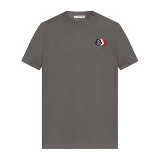 Moncler T-Shirts, male, Gray, Size: M Logo Patch T-Shirt