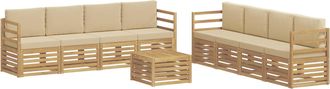 vidaXL Conjunto De Sof&aacute;s De Exterior 9 Uds. Y Beige Poli&eacute;ster Vidaxl