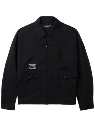 Undercover logo-patch twill shirt jacket - Black