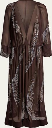 16Arlington Silas Embellished Feather Midi Dress