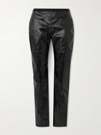 Rick Owens Jeans Skinny A Vita Bassa In Denim Spalmato - Nero