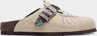 Etro x Birkenstock Boston Embroidered Suede Clogs