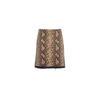 Miu Miu Gonna In Pelle Con Stampa Pitone, Donna, Cammello, Taglia 42