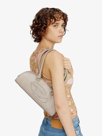 Diesel Womens Shoulder Bag 1dr Python-Effect Leather Beige