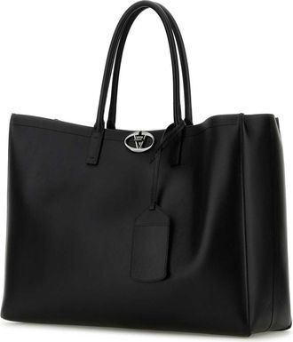 Valentino Garavani Mens Black Leather Vlogo Shopping Bag Nero Borse A Mano