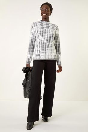 Roman Intarsia High Neck Knit Jumper