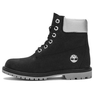 Timberland (WMNS) Timberland 6 Inch Heritage Cupsole Waterproof Boots Black Nubuck with Silver Collar A5MAVW