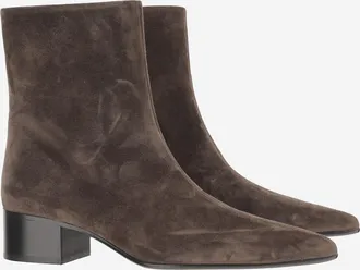 Khaite Womens Ankle Boots Andee Brown Suede Baby Calfskin