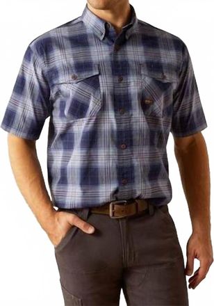 Ariat Mens Made Tough Durastretch Short Sleeve Work Shirt In Blue