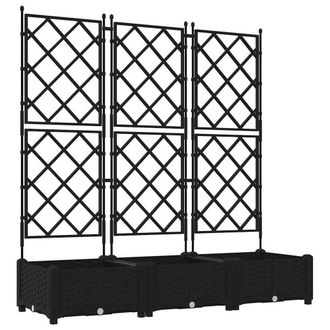 Berkfield Home Garden Planter with Trellis 3 pcs Black 120x40x125.5 cm