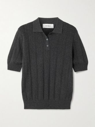Lisa Yang Polo In Misto Cotone E Cashmere Pointelle Cristine - Grigio