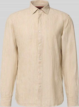 HUGO BOSS Modern Fit Freizeithemd aus reinem Leinen Modell VALERIO in Sand, Gr&ouml;&szlig;e 41