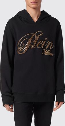 Philipp Plein Felpa con cappuccio in cotone con logo gioiello