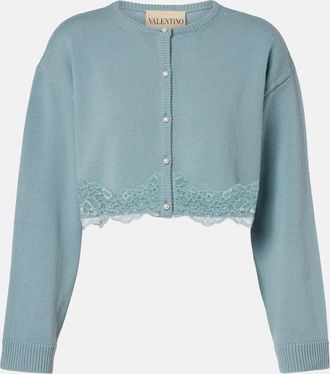 Valentino Lace-trimmed cropped virgin wool cardigan
