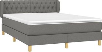 vidaXL Cama Box Spring Con Colch&oacute;n Tela Gris Oscuro 140x200 Cm Vidaxl