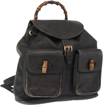 Gucci Pre-owned Leren Rugzak - Dames - Vintage Rugzakken - Zwart - ONE Size - Leer - Vintage