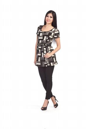 Papillon Geometric Print Dress In Black