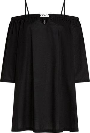 Karl Lagerfeld Signature off-shoulder sheer beach dress - Black